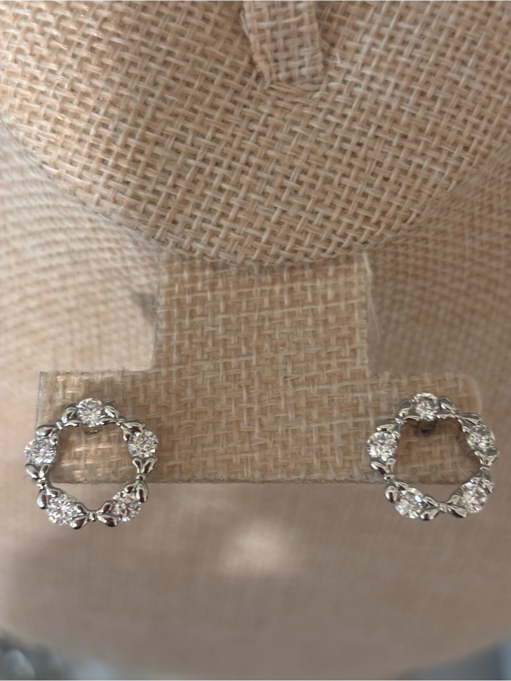 Sterling Silver Crystal Wreath Stud Earrings - White